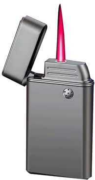 VFBVNJBJ 2024 Metallgefülltes Feuerzeug, intelligente Induktion, Sprachsteuerung, aufblasbares Feuerzeug, Vier Zündmodi, Butan-Taschenlampe, winddichtes Feuerzeug for Camping, Reisen(Black)