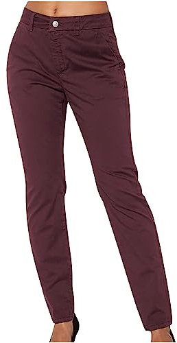 Keepink Pantalon de travail pour femme - Pantalon de bureau extensible avec ceinture - Jambe droite - Taille haute élastique - Coupe ajustée - Cheville fuselée, 1 bouteille de vin., XXL