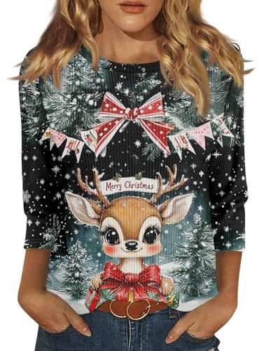 Sexy Pullover Damen Eleganter Casual Damenpulli Weihnachtskleid Damen Lustig Mode Leichte Pulli Mit Katzentasche Kurzpullover Locker Weihnachtsshirt Damen Langarm Grenzgänger Pullover(1-Dark Gray,XXL)