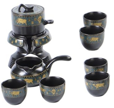 TOPBATHY Keramik Teekanne Set Mit Halbautomatischem Ausgussdesign Für Teeblätter Blütentee Fruchtwasser Und Teebeutel Einfach Zu Bedienen Und Vielseitig Einsetzbar