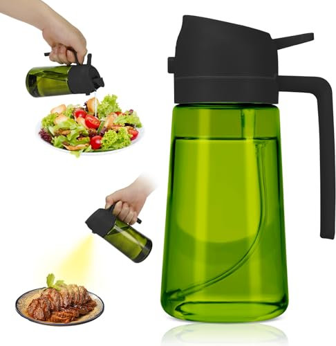 Tapvai 470 ml pulvérisateur d'huile foncé anti-lumière de cuisson,Spray Huile Cuisine,2 en 1 Vaporisateur Huile,Distributeur Huile d'olive,Accessoires Air Fryer Spray Huile d'olive (Noir)