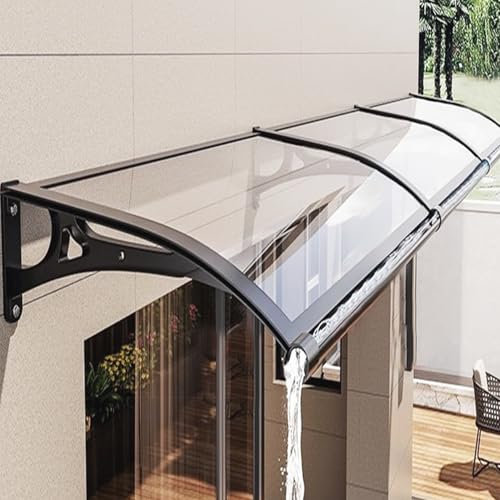 Vordach für Haustür, Überdachung Haustür aus Aluminium und Polycarbonat, Türvordach für Schützt vor Regen, Schnee und UV-Strahlen Schlagfeste 100 KG, Transparentes Pultbogenvordach (60x60cm)