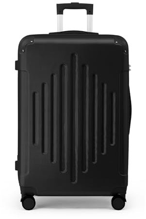 LEADZM Großer Koffer, Hartschalen-Koffer Trolley, Reisekoffer mit 360° Spinner-Rollen, Zahlenschloss & verstärkten Ecken, Hauptgepäck (Schwarz, XL, 75CM)