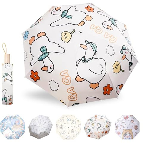MPXEAVG Umbrella, Regenschirm, Taschenschirme, Mini-Taschenschirm, Regenschirm Taschenschirm, Sonnenschutz, für Damen und Herren(Tanzende Ente)