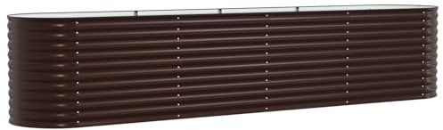 vidaXL Ovaler Pflanzkübel aus feuerverzinktem Stahl | Braun 400 X 80 81 cm Langlebige Pulverbeschichtete Oberfläche Moderne Pflanzkübel für Blumen und Gemüse Metall Groß