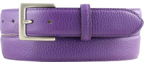 BELTINGER Italienischer Chino-Gürtel, 30 mm breit, Herren, Anzuggürtel, Hosengürtel, strukturiertes Leder, Schließe Altsilber | Lila 90cm