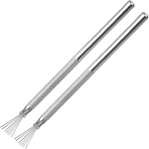 2PCS Clay Needle Tool Set - Seven Wire Texture Needles - Metal Pottery Scoring Sculpting Tools - Clay Modeling Carving Accessories (Silver)