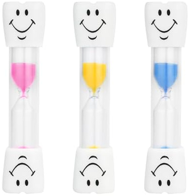 3 Stück Sanduhr Timer Smiley, Zahnputzuhr Kinder, 3 Minuten Sanduhr Zähneputzen Kinder, Countdown Timer für Zähneputzen, Spiele, Kochen, Büro, Küche (Gelb Blau Rosa)