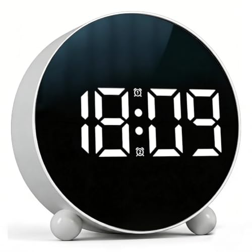 Linlinwill Digital Alarm Clock with LED Display, Battery/USB Powered Alarm Clock Besides with Snooze (White)