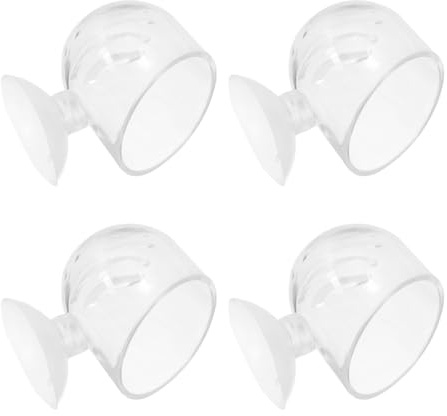 Luxshiny Gobelets Nourrissants en Acrylique pour Aquarium 4pcs Ventouses, Pots pour Plantes Aquatiques et Alimentation Rouges Réservoir Poissons