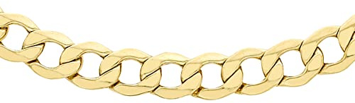 Carissima Gold Unisex 9 ct Yellow Gold Hollow 5 mm Diamond Cut Curb Chain Necklace