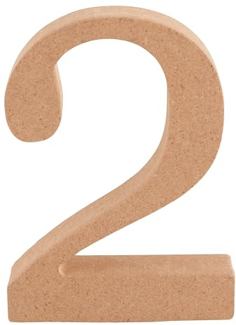 VBS MDF Zahl 8 cm hoch unbemalt zum kreativen Gestalten und Dekorieren Ziffer 2