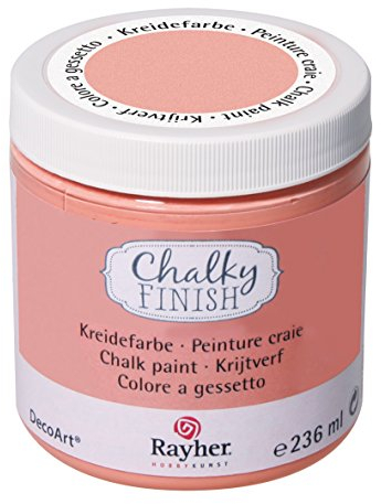 RAYHER HOBBY 38868204 Chalky Finish auf Wasser-Basis, Kreide-Farbe für Shabby-Chic-, Vintage- und Landhaus-Stil-Looks, 236 ml (1er Pack), aprikot