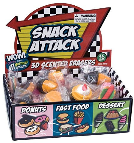 Raymond Geddes Snack Attack 68373 3D-Duft-Radiergummi, 36 Stück