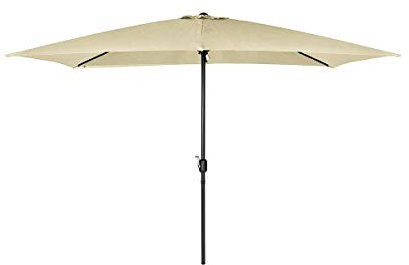 Charles Bentley Outdoor, Garden, Patio 3mx2m Rectangular Parasol Shade Umbrella, 4.8kg, Water Resistant, Sunshade, Free Standing, Crank Winding System, 38mm Pole, Steel Frame, In Beige (300x200cm)