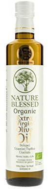 Nature Blessed Huile d’Olive Extra Vierge Biologique Grecque 500 ml – Bouteille en Verre, Première Pression à Froid