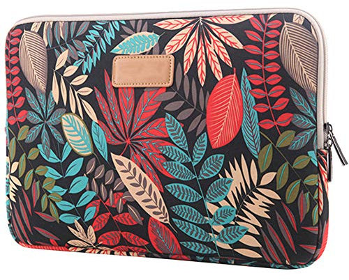Forest Series Pattern Water-Resistant 12-12.9 inch Canvas Laptop Sleeve Resistant Shockproof for MacBook/Laptops/Notebooks/Ultrabooks/Netbooks,Black