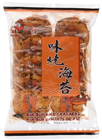 [ 135g ] BIN BIN Würzige Reiscracker mit Seetang/Spicy Rice Crackers with Seawead