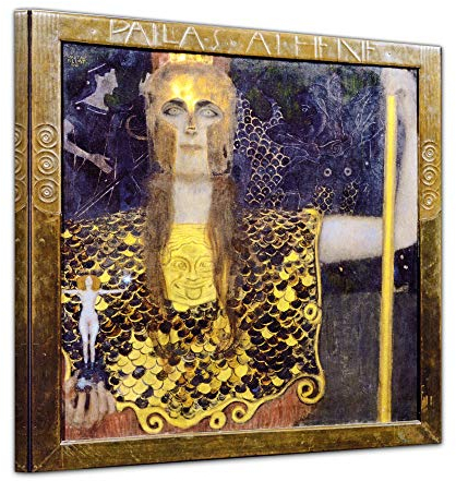 Bilderdepot24 Bild auf Leinwand | Gustav Klimt - Pallas Athene in 40x40 cm als Wandbild | Wand-deko Dekoration Wohnung alte Meister | NEU-180206-40x40-pa