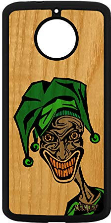 utaupia Coque pour Moto E4 Plus Bois Silicone Joker Smartphone Comics Visage Vert Clown Bande dessinée Design Pas Cher Motif Noir pour Motorola