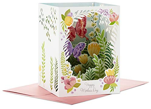 Hallmark Paper Wonder 3D-Pop-Up-Muttertagskarte von Sohn oder Tochter (Schmetterling und Blumengarten)