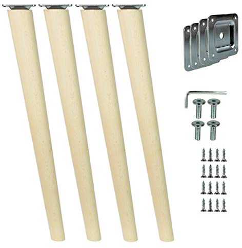 woplus 4X Holzfüße Möbelfüße Sofafüße Buche Holzbeine schräg Länge 45cm Buche Holz Oberfläche sauber (Schräg [45 cm]) woplus_de