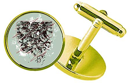 Manschettenknöpfe im amerikanischen Comic-Stil, Pinefrucht-Design, Metall, goldfarben