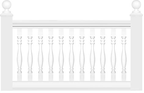 HEXIM Leichtbalustrade - Geländer/Brüstung aus PU Kunststoff weiß, Auswahl aller Komponenten - Perfect M1010 (Handlauf M1012)