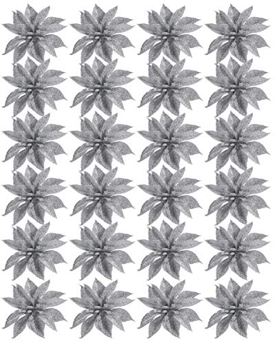 Toyvian 24st Weihnachtsblume Weihnachtssterne Zum Basteln Gefälschtes Blumenornament Glitzer Künstliche Blumen Floristische Lieferungen Rosa Weihnachtsschmuck Rattan PVC Goldpulver