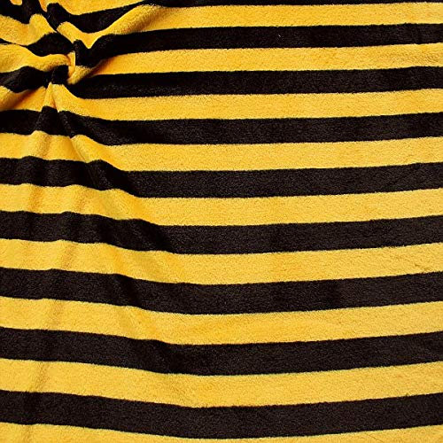STOFFKONTOR Wellness Fleece Stoff Biene - Meterware, schwarz-gelb - zum Nähen von Pullovern, Kuschelanzügen, Decken uvm.