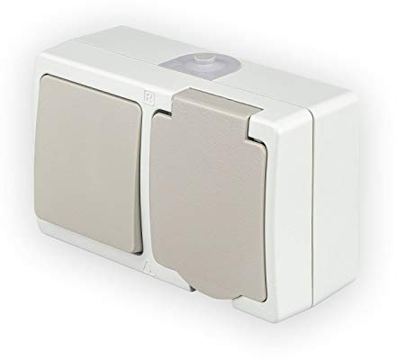 POPP® Mecanismo industrial Enchufe/Interruptor de (Doble) Superficie estanco (Pack 10 unidad, Interruptor+Enchufe)