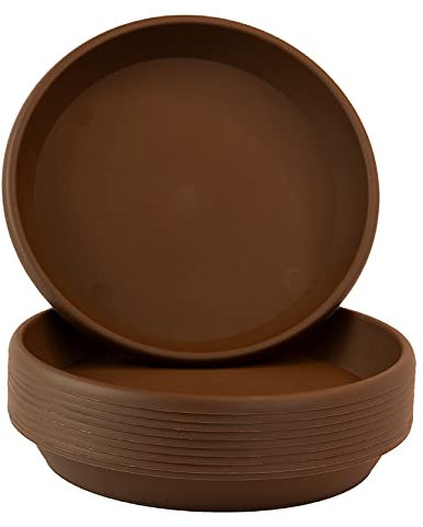 Home Garden Ornaments Plant Pot Saucers 10cm Dark Brown Set of 10 – Solid Plastic Plant Pot Saucer – Round Plant Saucer for House Plants – Durable Plastic Plant Tray (10 cm, Dark Brown)