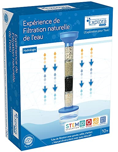 EXPLORA - Wasserfiltrationserfahrung - Wissenschaftliches Experiment - 547435 - Montageanleitung und Bildungsquiz - Natur - Reinigung - Entdeckungskit - Wissenschaftlich - Ab 10 Jahren
