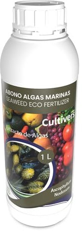 CULTIVERS Fertilizante Algas Marinas Líquido 1 L Abono orgánico para Plantas extracto de Ascophyllum nodosum. Potenciador de Crecimiento, estimulador de raíces, Mejora la producción