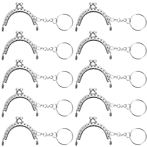 Arc en Métal Cadre Baiser Fermoir Serrure Semi-Circulaire Sac À Main Sac Cadre Fermoir Serrure Fermoirs Craft Cadre avec Porte-clés pour DIY Porte-Monnaie Faisant 10 Pièces (Argent)