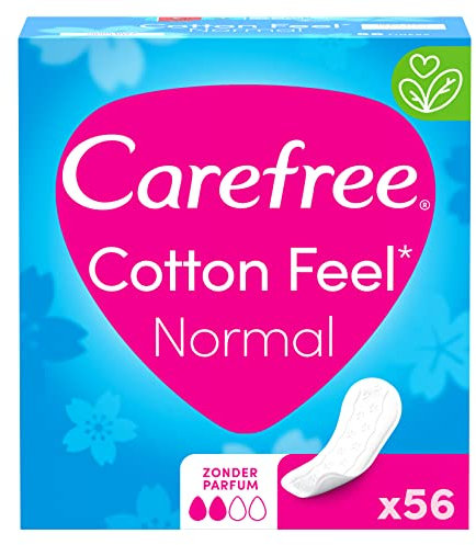 Carefree Cotton Feel Normale atmungsaktive Slipeinlagen, parfümfrei, Absorptionsgrad 2, Größe normal, 56er Pack