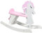 HOMCOM Caballito Balancín para Niños de 1-3 Años Caballo Mecedora de Madera con Manillar y Pedales Carga 50 kg 68x27x46,5 cm Blanco y Rosa