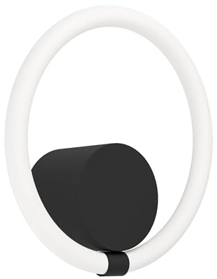 Eglo LED wall Light Caranacoa, Minimalist Indoor lamp | living room and hallway lighting fixture, black metal and white plastic, warm white