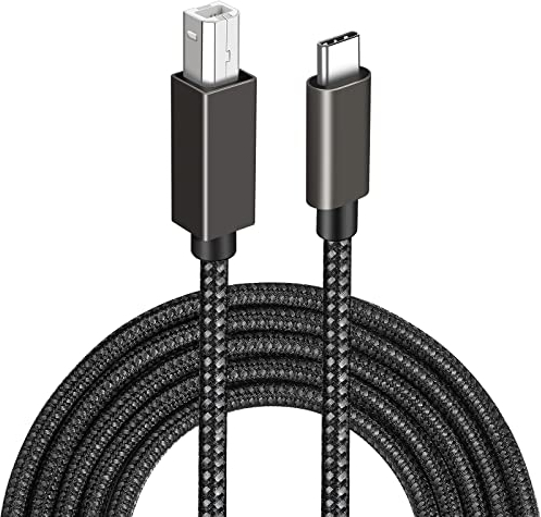 HCTian USB C Printer Cable 2m/6.5ft, Thunderbolt 3 Type C Male to USB B Male Lead Scanner Cable Compatible with MIDI, DJ Controller, HP, Canon and other USB B device