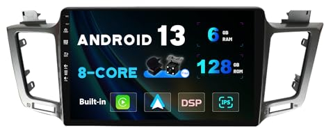 SXAUTO Android 13 - [6G+128G] - IPS Autoradio Passt für Toyota RAV4 (2013-2018) - Eingebaut Wireless Carplay/Android Auto/DSP - Kamera + MIC - DAB SWC WiFi Fast-Boot 360-Camera 4G - 2 Din 10.1 Zoll