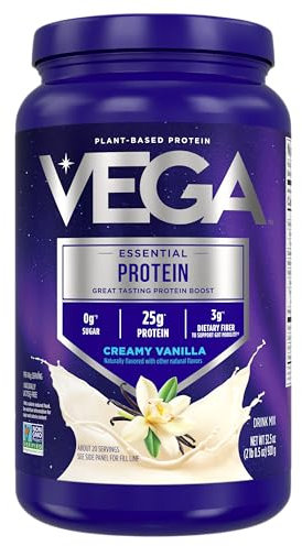 Vega Original Protein Powder, Creamy Vanilla Plant Based Protein Drink Mix for Water, Milk and Smoothies, 32.5 oz