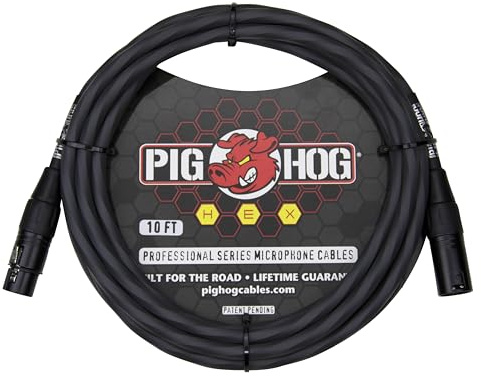 Pig Hog PHMH10GR Hex Series Mic Cable, Grey 10ft