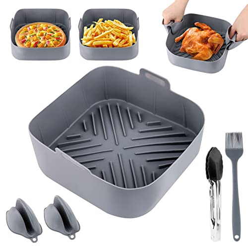 JOPHEK Molde Olla de Silicona para Freidora de Aire, 5 Pack Accesorios Freidora sin Aceite Molde Silicona Air, Air Fryer Accessories, 20cm