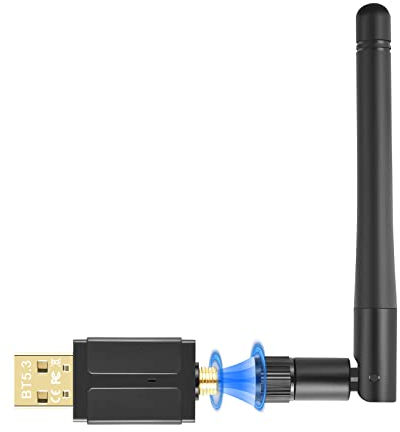 Adaptador Bluetooth 5.3 para PC, Bluetooth USB 5.3 Alcance hasta 20m, Compatible con Windows 11/10/8.1, Mini Portátil Bluetooth PC para Auriculares/Teclado/Ratón/Altavoces/Mando de PS5