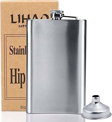 LIHAO 10OZ Hip Flask with Funnel Stainless Steel Pocket Hip Flask Leak-Proof Portable Hip Flask