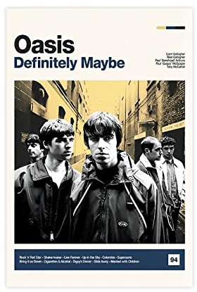 Musikalbum Cover Poster Oasis – Definitely Maybe(1) Leinwandposter Wandkunst Dekor Druck Bild Gemälde für Wohnzimmer Schlafzimmer Dekoration Rahmen Stil 60 x 90 cm