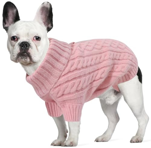 LiebeDD Hundepullover Grosse Hunde - Winter Warm Hundepulli mit Beinen Solide Klassisch Hunde Strick Pullover Hunde Pullis für Große Hunde Labrador Weimaraner, Dog Sweater (Rosa 2XL)