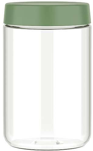 Borosilicate Glass Jars 600ml, Microwave Safe Overnight Oats Jars, Mason Jars with Airtight Lids, Wide Mouth Food Container, Reusable Large Glass Jars for Salad, Yoghurt, Pickle, Meal Prep (Green)