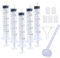 Lot de 5 seringues en plastique réutilisables de 20 ml avec adaptateurs d'extraction, entonnoir et pompe distributrice de cosmétiques pour le transfert de parfums vers des bouteilles vides