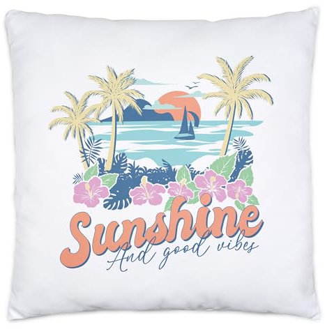 Hey!Print Sunshine and Good Vibes Kissen Inkl. Füllung Strand Beach Sonne Surfen Ocean Child